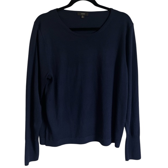 J. Crew Halle Crewneck 100% Merino Wool Sweater Navy Blue Size XL - Picture 2 of 8